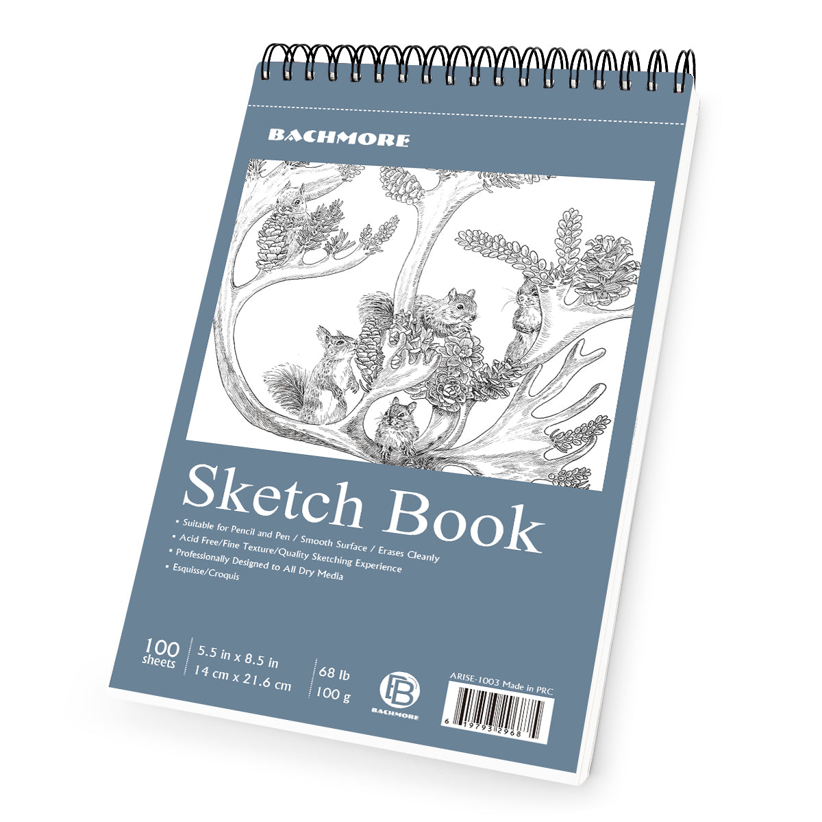 Sketchbook 9X12, 100 Sheets, Left Spiral Bound, Emerald, –