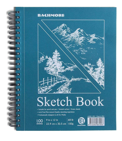 Sketchbook 9X12, 100 Sheets, Left Spiral Bound, Emerald,