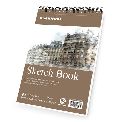 Bachmore Sketchpad 9X12 inch (68lb/100g), 100 Sheets of TOP Spiral Bound Sketch  Book for Artist Pro & Amateurs