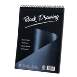 Black Drawing Pad, 9X12, 50 Sheets, 92lb/180gsm