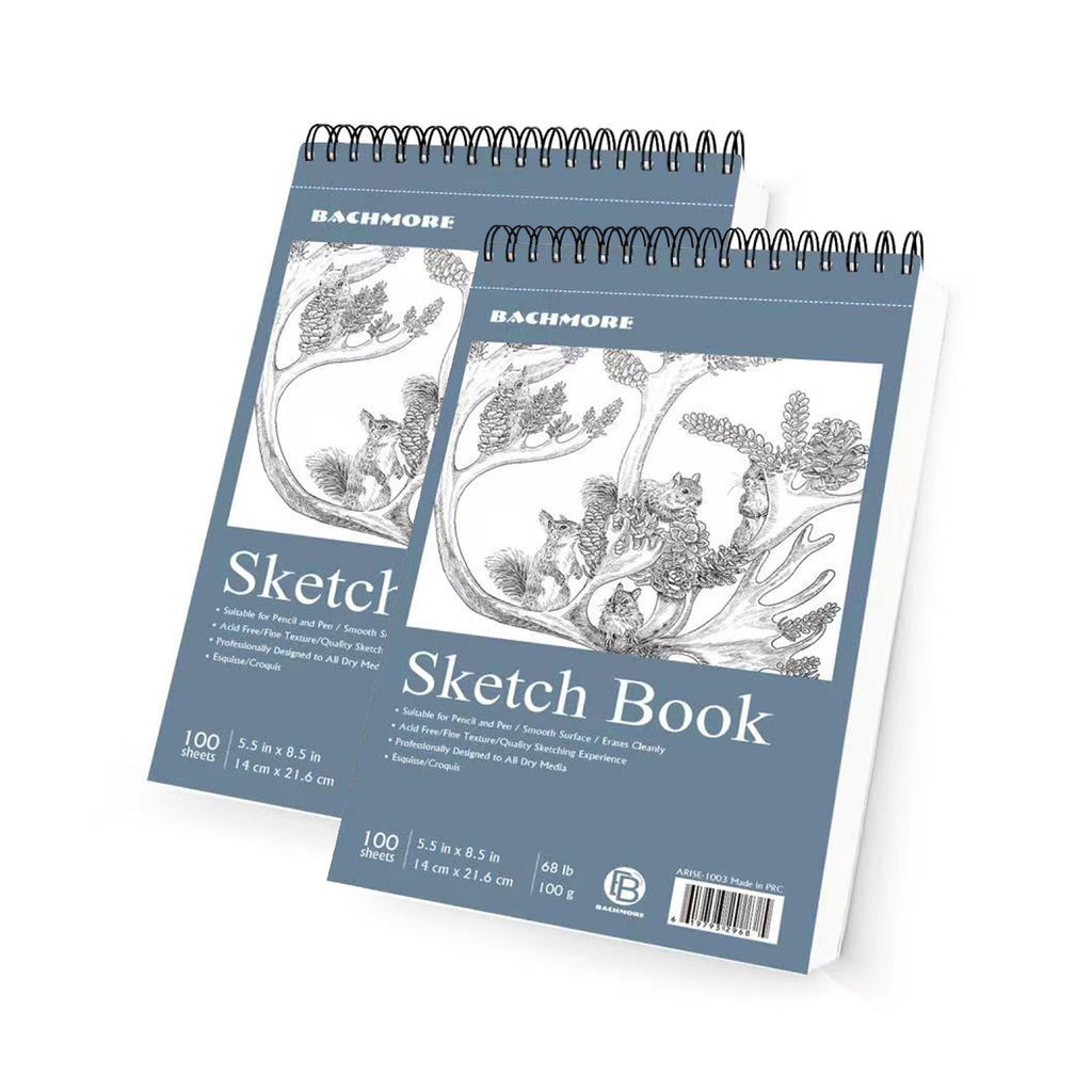 Bachmore Sketchpad 9X12 inch (68lb/100g), 100 Sheets of TOP Spiral