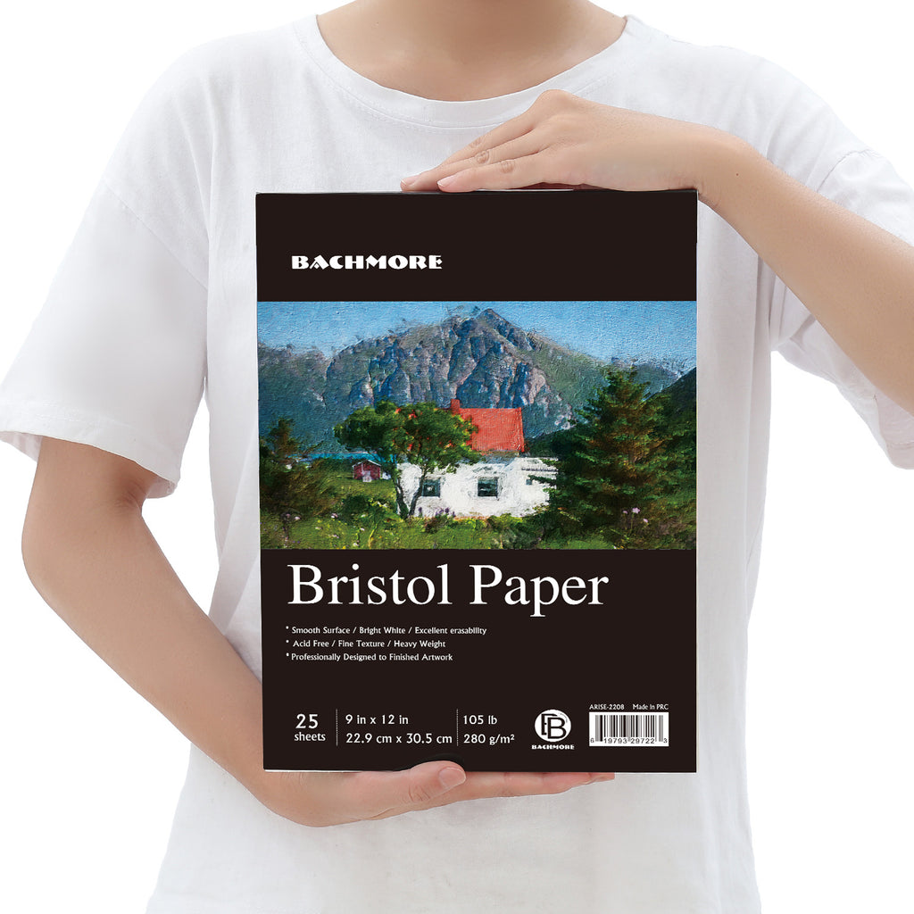 Bachmore Bristol Paper 9 X 12 inches Smooth Pad 105lb/280gsm 25 Sheets –