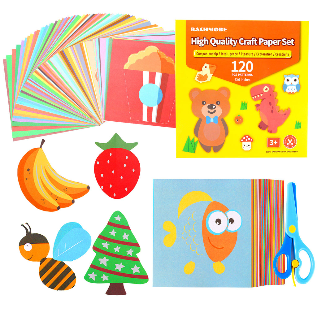 Colorful Kids Origami Kit DIY Cut Paper Toys With Safety Scissors for Kids  Toddler Beginners Training and School Craft Lessons 