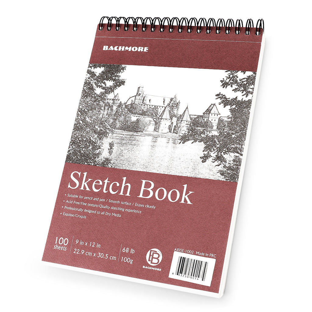 100 Sheets Premium White Paper Sketch Pad - 9x12 Inches (68 lb/100 GSM)  Sketchbook Pad with Spiral Bound for Markers, Gel Pens, Colored Pencils,  Chalk, Crayons, Acrylic Paint, Charcoal and Oil Pastels 