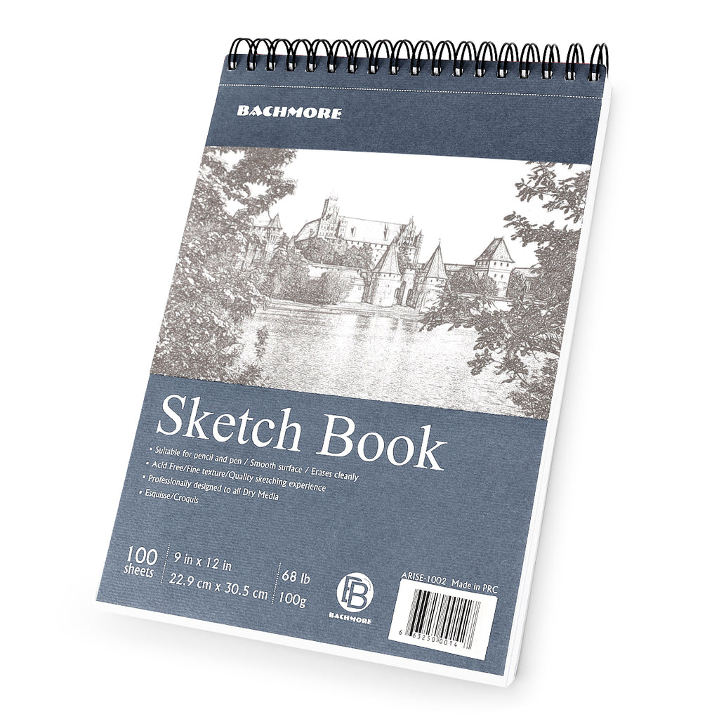 9 x 12 inches Sketch Book, Top Spiral Bound Sketch Pad, 1 Pack 100